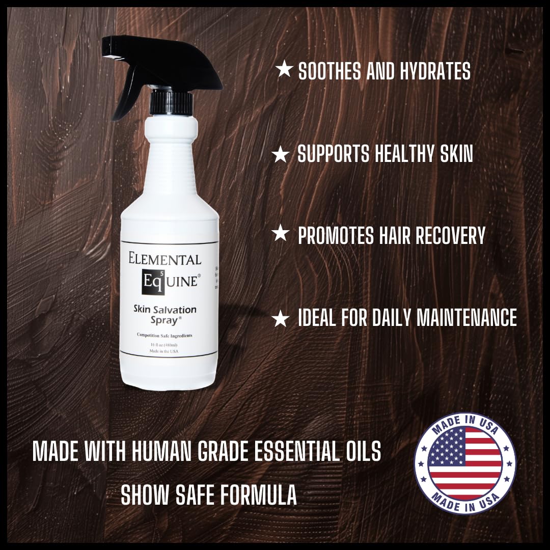 Elemental Equine Skin Salvation Spray 16oz for Horses - Helps with Mane and Tail Rubbing and Scurf, Hives, Daily Maintenance to Support a Healthy Hair Coat After Treatment of Skin Conditions. - image 3