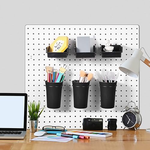 Miniatura 5 de Juego de 20 cubos de tablero de clavijas, organizador de pared con ganchos y bucles, surtido de ganchos para clavijas, accesorios organizadores para