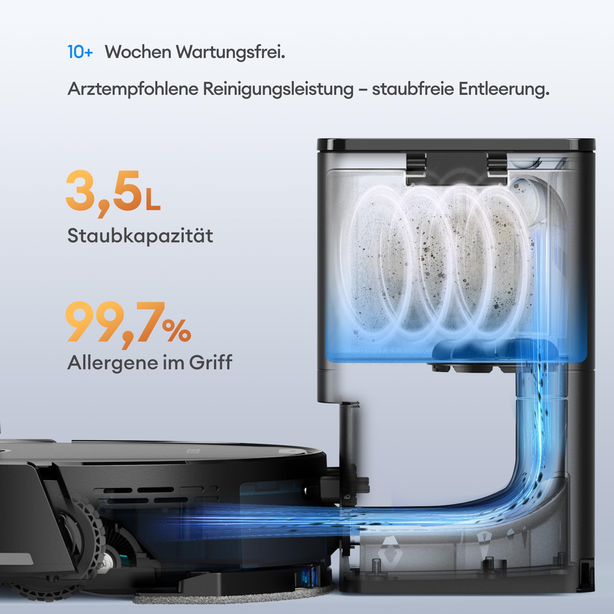 Ultenic Saugroboter mit Wischfunktion, 10000Pa 200Min Staubsauger Roboter mit Absaugstation 3,5L, LiDAR Navigation, 4-in-1 Saug und Wischroboter für Teppich Tierhaare Böden, APP Steuerung