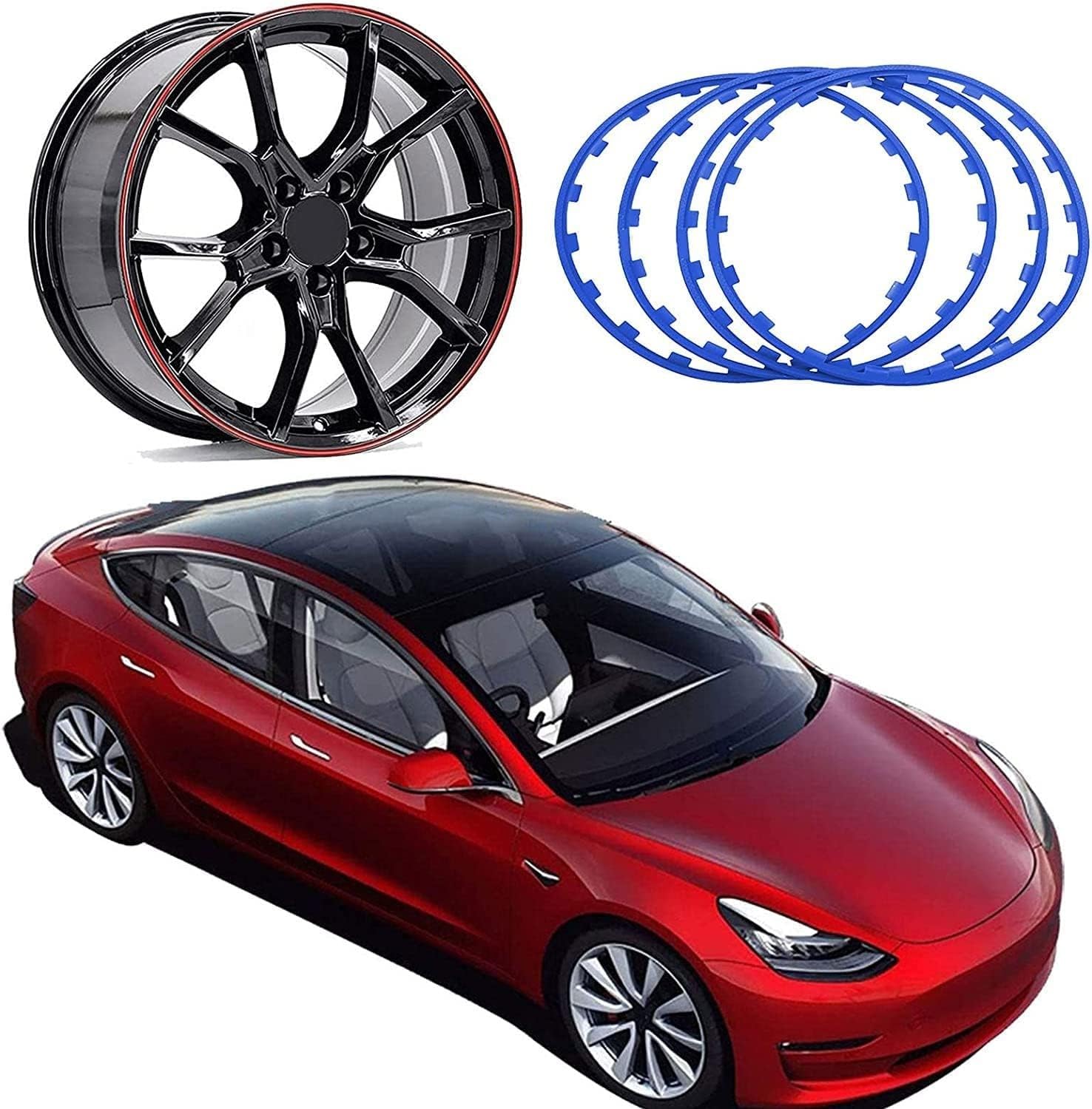 LeaHy Car Wheel Rim Protectors, for BMW,16-21Inch? Wheel Car Hub Protector Ring, Anti Scratch Anti Scratch Car Retrofit Trim Kit(Color:Blue,Size:20in)