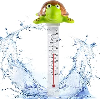 Unipool Turtle Floating Pool Thermometer - Shatterproof Large Display with String, Easy Read °F/°C for Pools, Spas, Hot Tubs, Aquariums