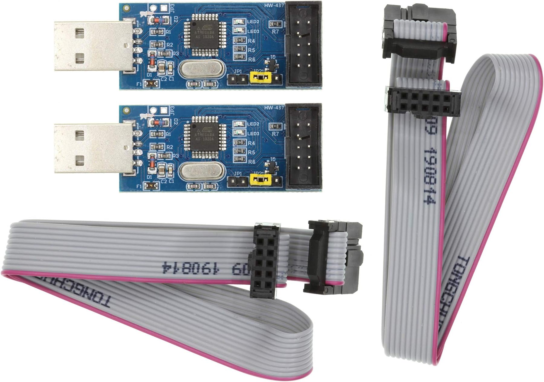 HUABAN 2PCS 5V/3.3V USB ISP Programmer W Adapter 10 Pin Cable ATMEGA8A ATMEGA128 for Arduino