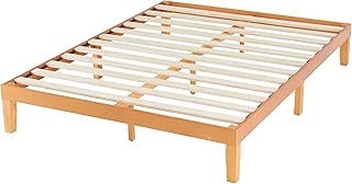 Simple Deluxe King Size Wood Bed Frame, 12 Inch Wooden Platform Bed with Support Slats, No Springs Required, Storage Space Under The Durable Bed Frame, Natural Pine