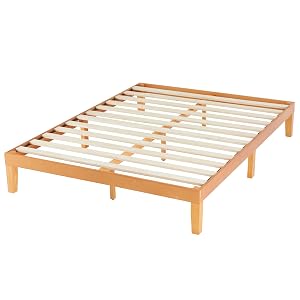 Simple Deluxe King Size Wood Bed Frame 12 Inch Wooden Platform Bed with Support Slats No Springs Required