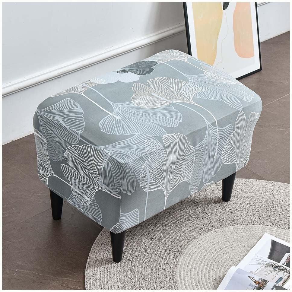 Rectangular Ottoman Cover Stretchable Anti-Slip Seat Protector for Footstool Elastic Bottom for Easy Fit Perfect for Home Decor and Furniture Protection