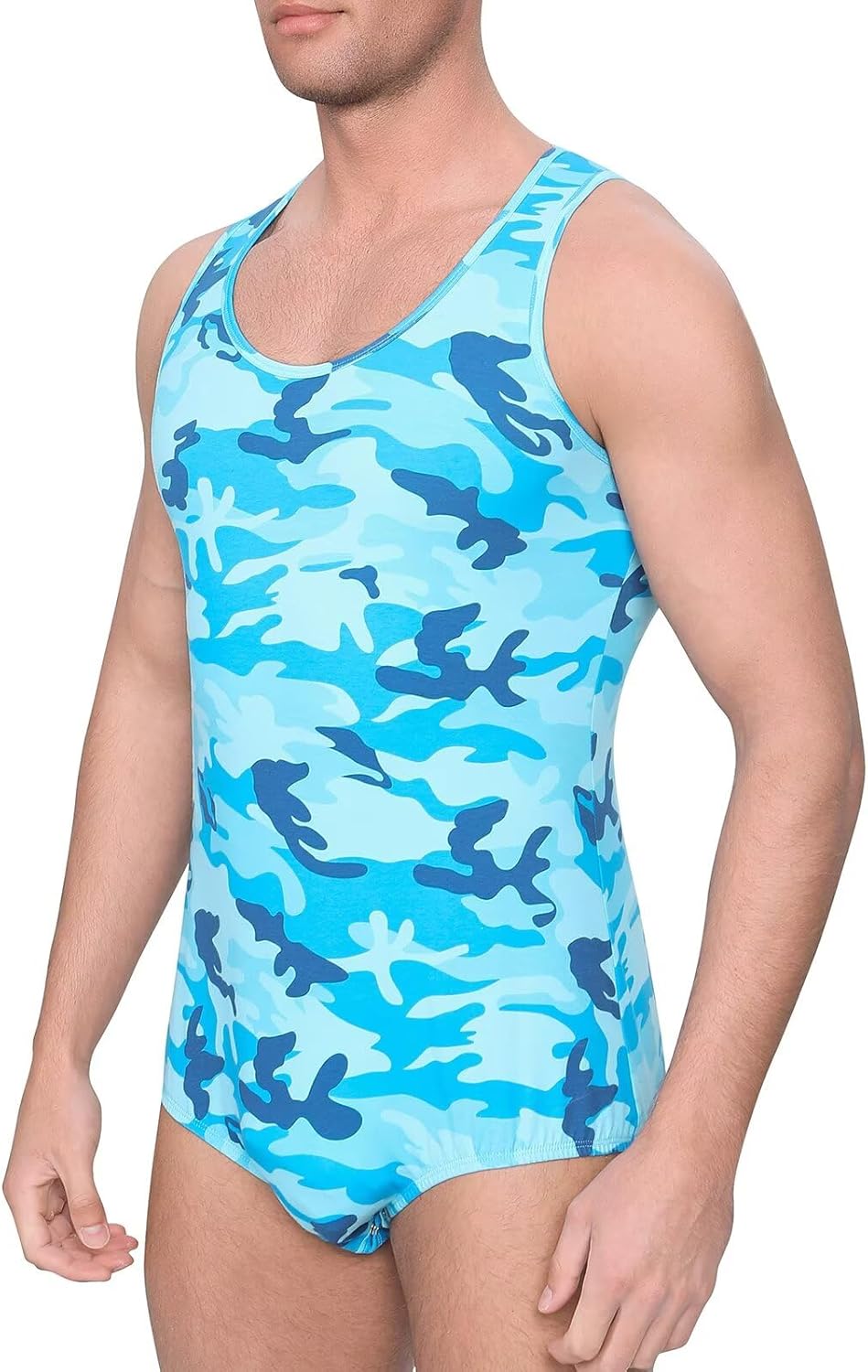 Landofgenie Mens Adult Onesie Camouflage Vest Cotton Pajama Jumpsuits One Piece Sleeveless Romper Bodysuit - Image 5