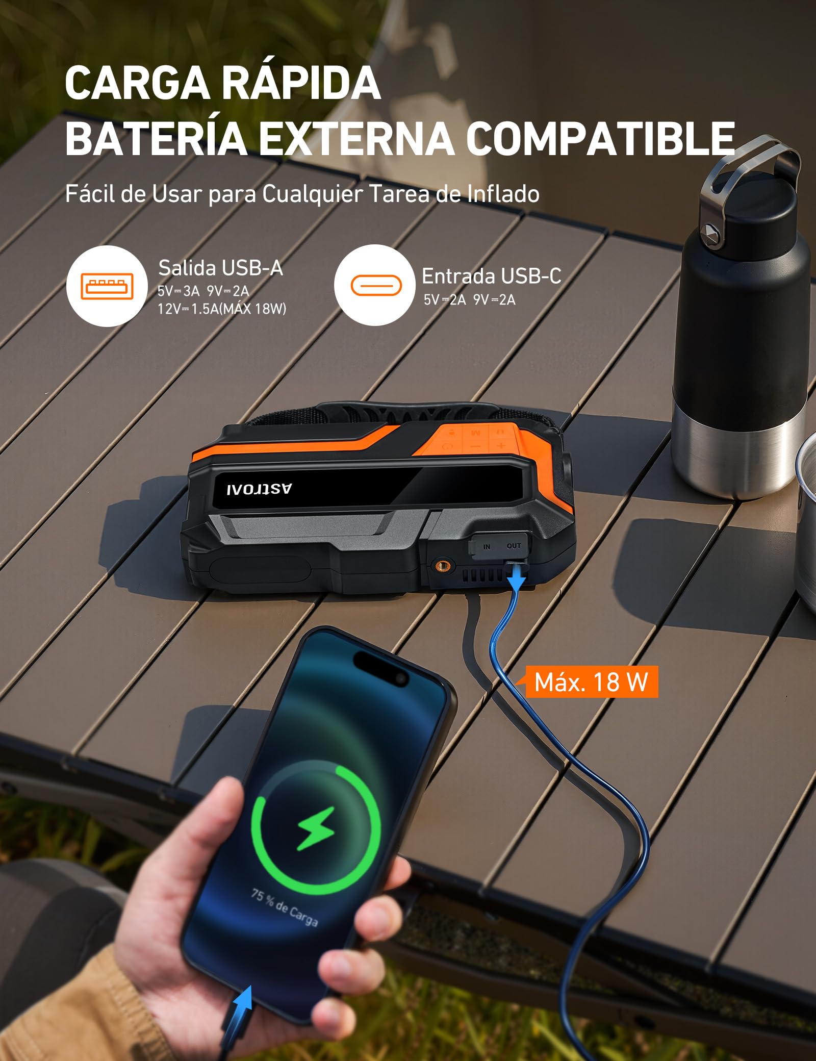 AstroAI MF16 Arrancador de Baterias de Coche de 8000 A con compresor de 150 PSI, Booster Bateria Portatil (para 12L Disésel o Todo Gas), Jump Starter con Protección Inteligente con Luz LED y Pantalla