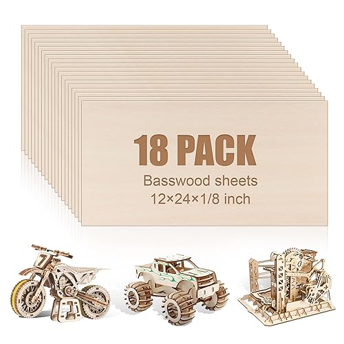 Miniatura 8 de 10 paquetes de hojas de tilo de 16x16x1/8 pulgadas, hojas de tilo de gran tamaño para corte láser y grabado, tablero de madera contrachapada sin