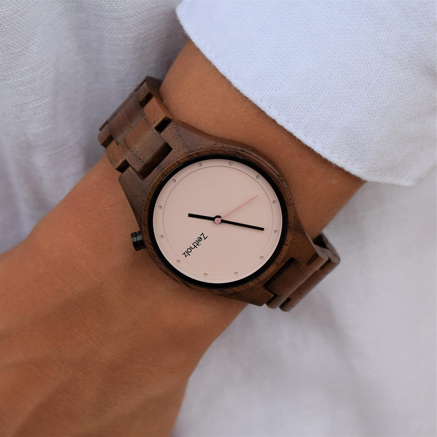 Zeitholz Orologio Uomo In Legno Stolpen – Cassa 42mm, Palissandro Naturale, Movimento Quarzo Giapponese, Regalo - 5