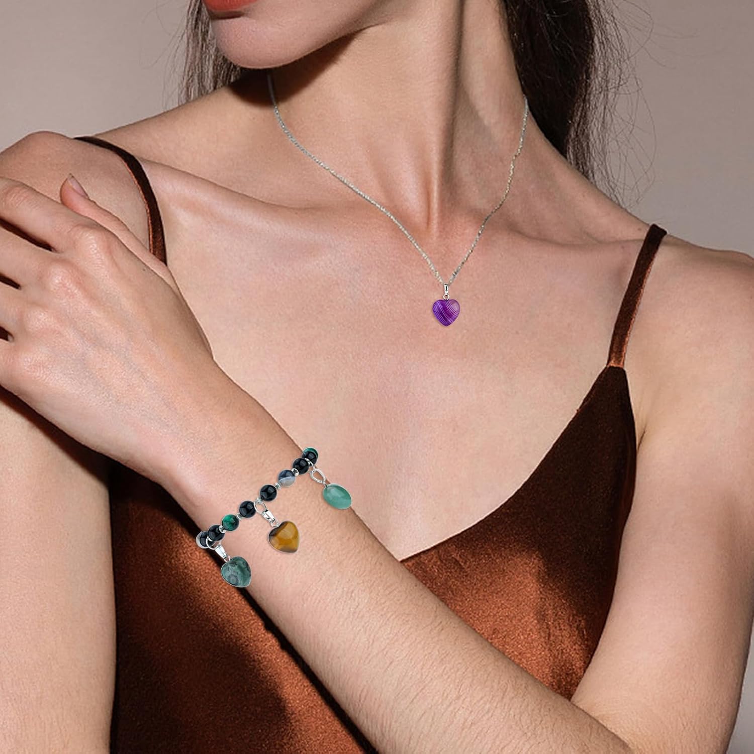 BEEFLYING 10 Pcs Natural Lapis Lazuli Gemstone Heart Pendants Crystal Gem Stone Charms for Necklaces Bracelets Valentine's Day Jewelry Making - Image 7