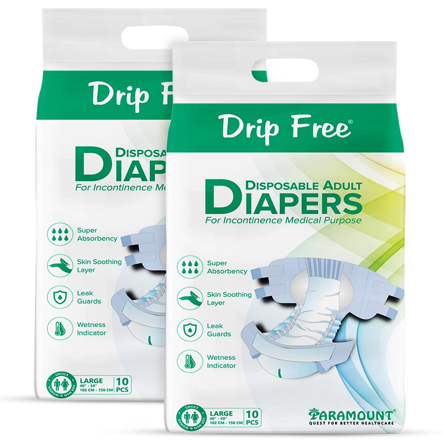 Drip Free Adult Diapers, Tape Style, Large (L) Size, 20 Count, Waist Size (102-150cm | 40"- 59" Inch), Unisex, High Absorbency, Leak Proof, Wetness Indicator (B0D9QFM6V2) Amazon Price History, Amazon Price Tracker