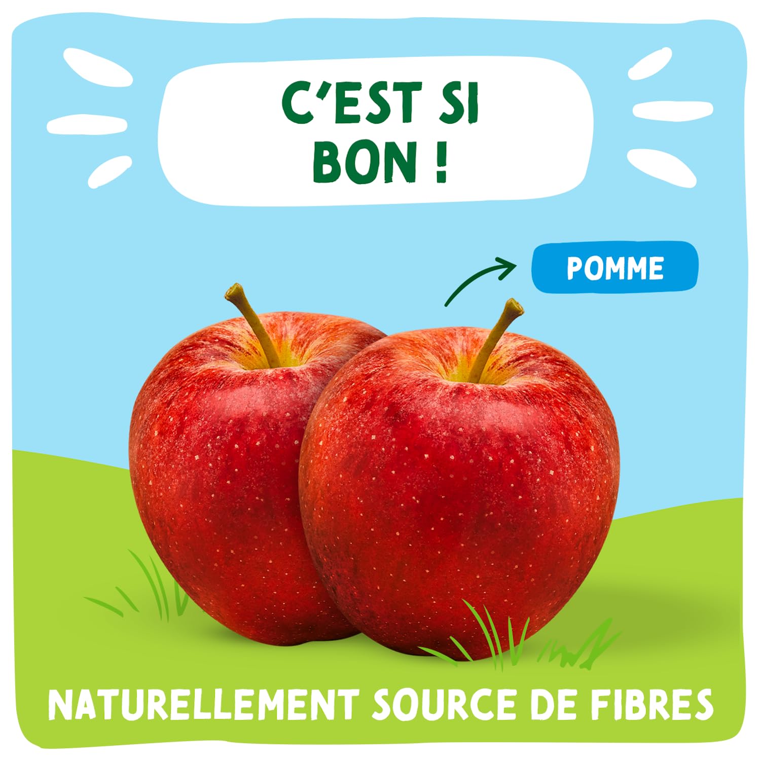 POM'POTES® Compote Gourde sans Sucres Ajoutés Pomme Nature 80x90g | Source De Fibres, Nutri-Score A, 3 Ans Et Plus