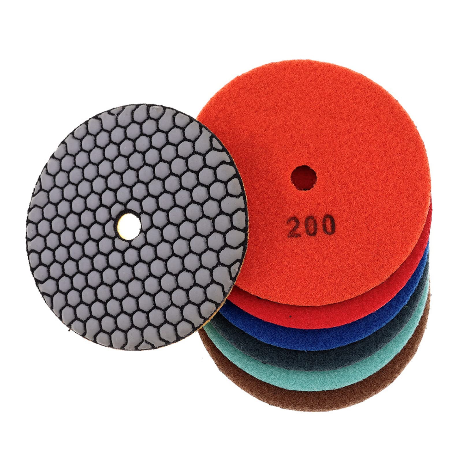 Disque de coupe en diamant, disque de coupe, Lot de 7 tampons de polissage à sec de 5 pouces, tampons de polissage diamantés tranchants et flexibles de 125 mm for disque de ponçage en granit, marbre,