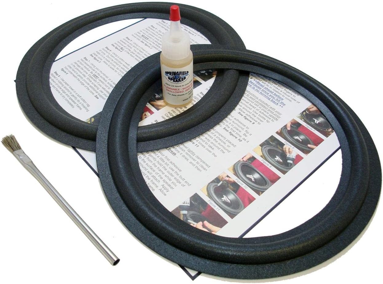 Springfield Speaker Foam Surround Edge Repair Kit - 2 Speaker Kit - 10 Inch - Compatible with ADS: L-1530, L1530, L-620, L620, M-15, M15, Many More