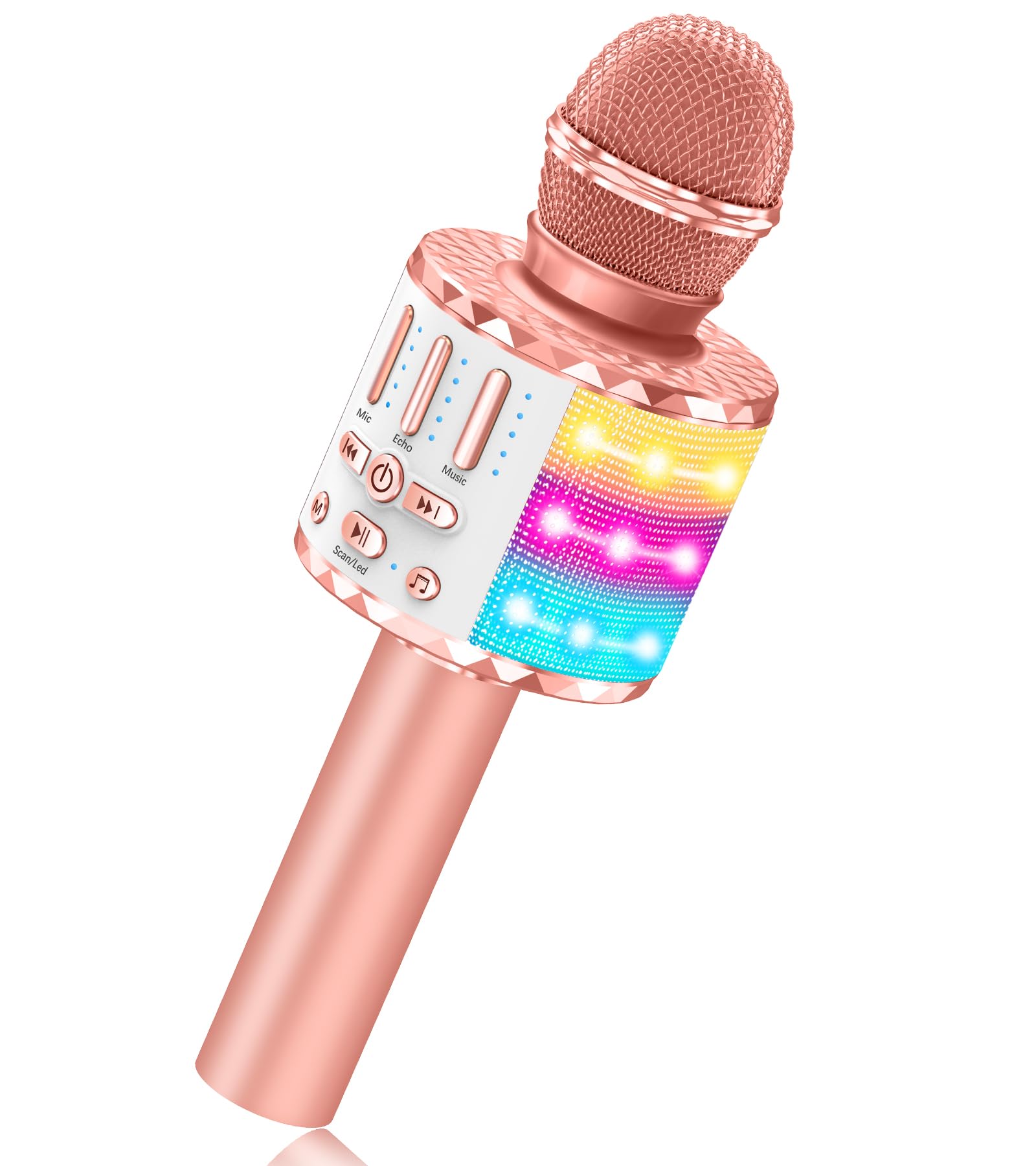 Avaxtt Karaoke Microphone for Kids Kids Microphone with Vocal Effects and LED Lights, Girls and Boys Ages 3-15, Parties and Family Fun