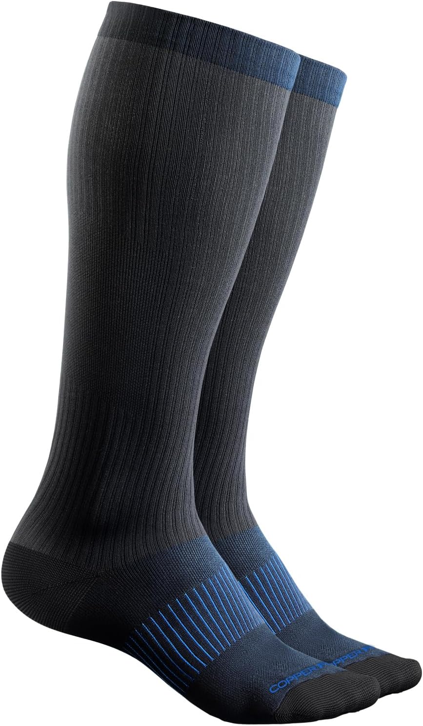 Copper Fit Mobilizer Compression Socks Easy On & Off Improves Circulation, Reduces Swelling for Men & Women, Work & Running