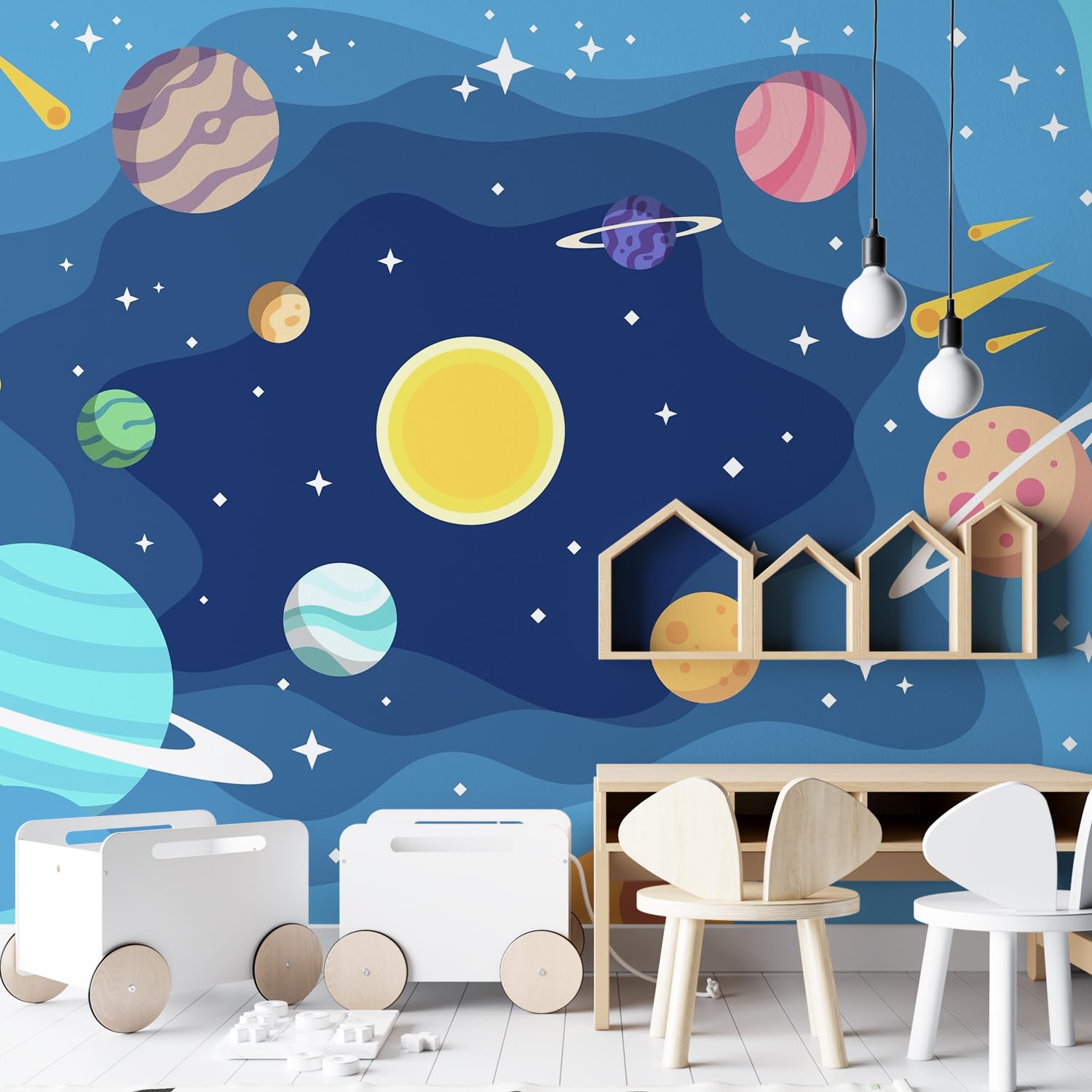 PAPER PLANE DESIGN Kids Room Full Wall Mural Wallpaper-Nursery Wallpaper for Kids Room Living Room Bedroom Wall Decor.(DS-11) (12 X 15 FEET, Canvas Texture - SELF Adhesive)
