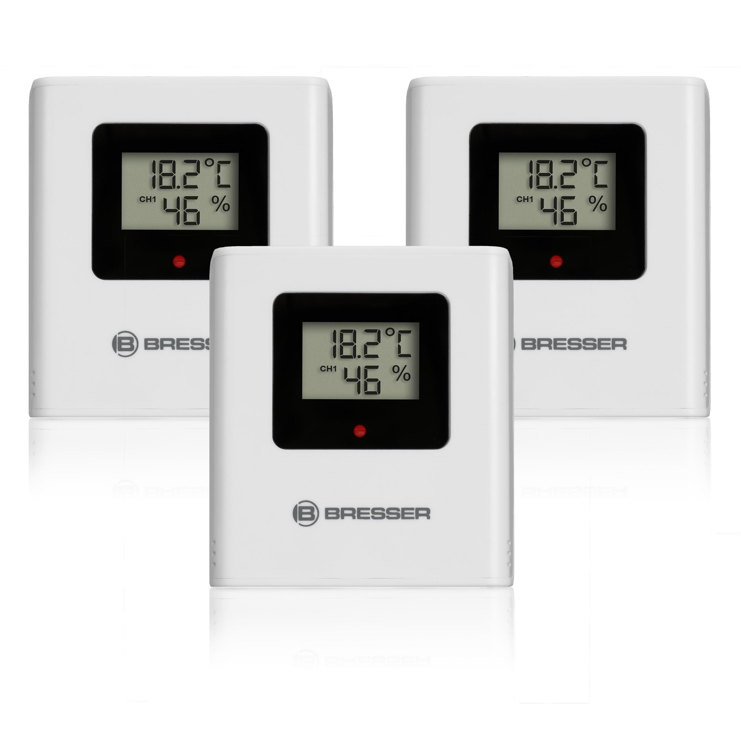 Bresser Termo-Higrómetro Set con 3 Sensores Inalámbricos Temperatura Humedad Pantalla Alarma