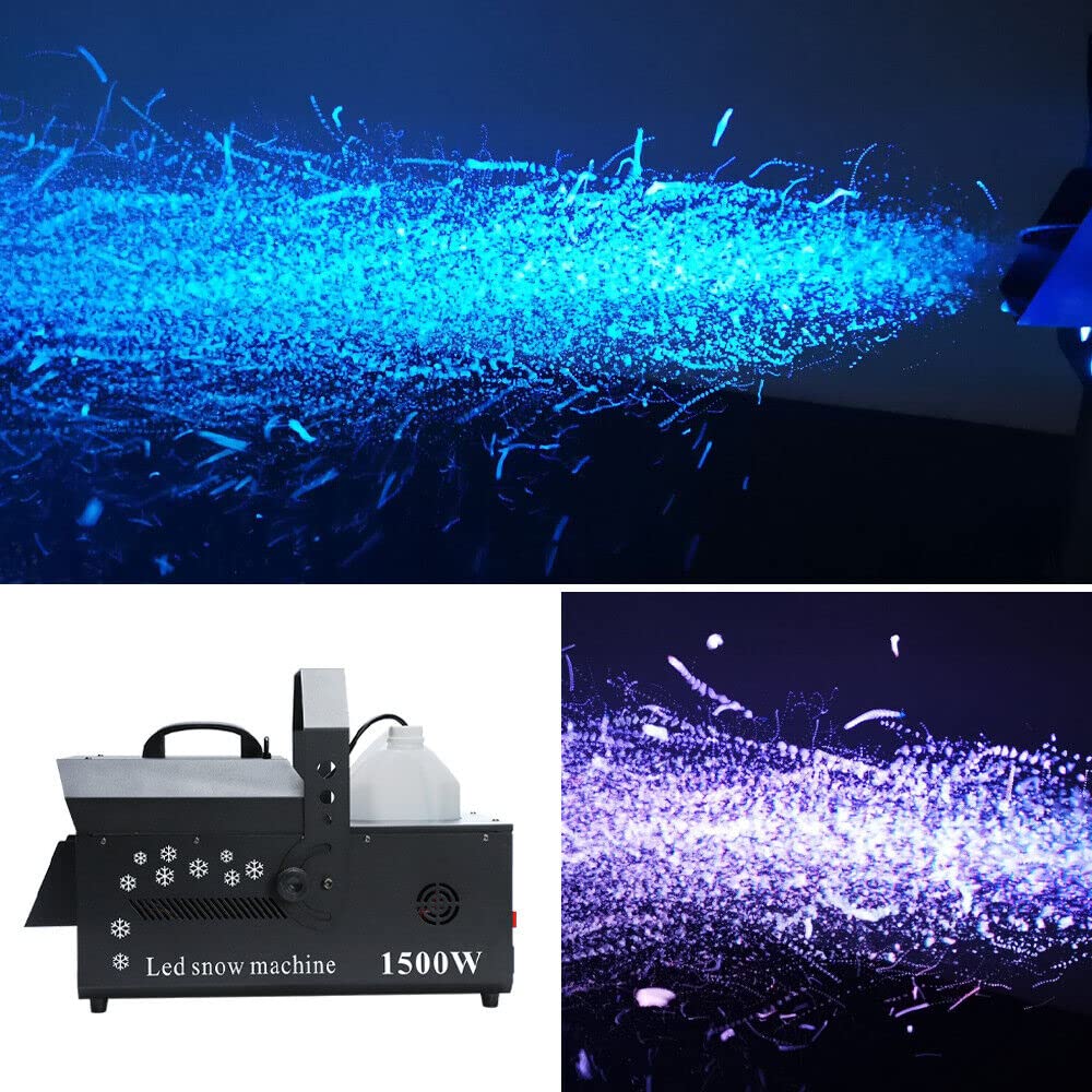 Schneemaschine, 5 L 1500 W LED tragbare Hochwertige Schneematschmaschine, 3-in-1 Schneemaschine Schneeflockenmaschine DMX mit Leichter für Partys,Bühne, Hochzeit