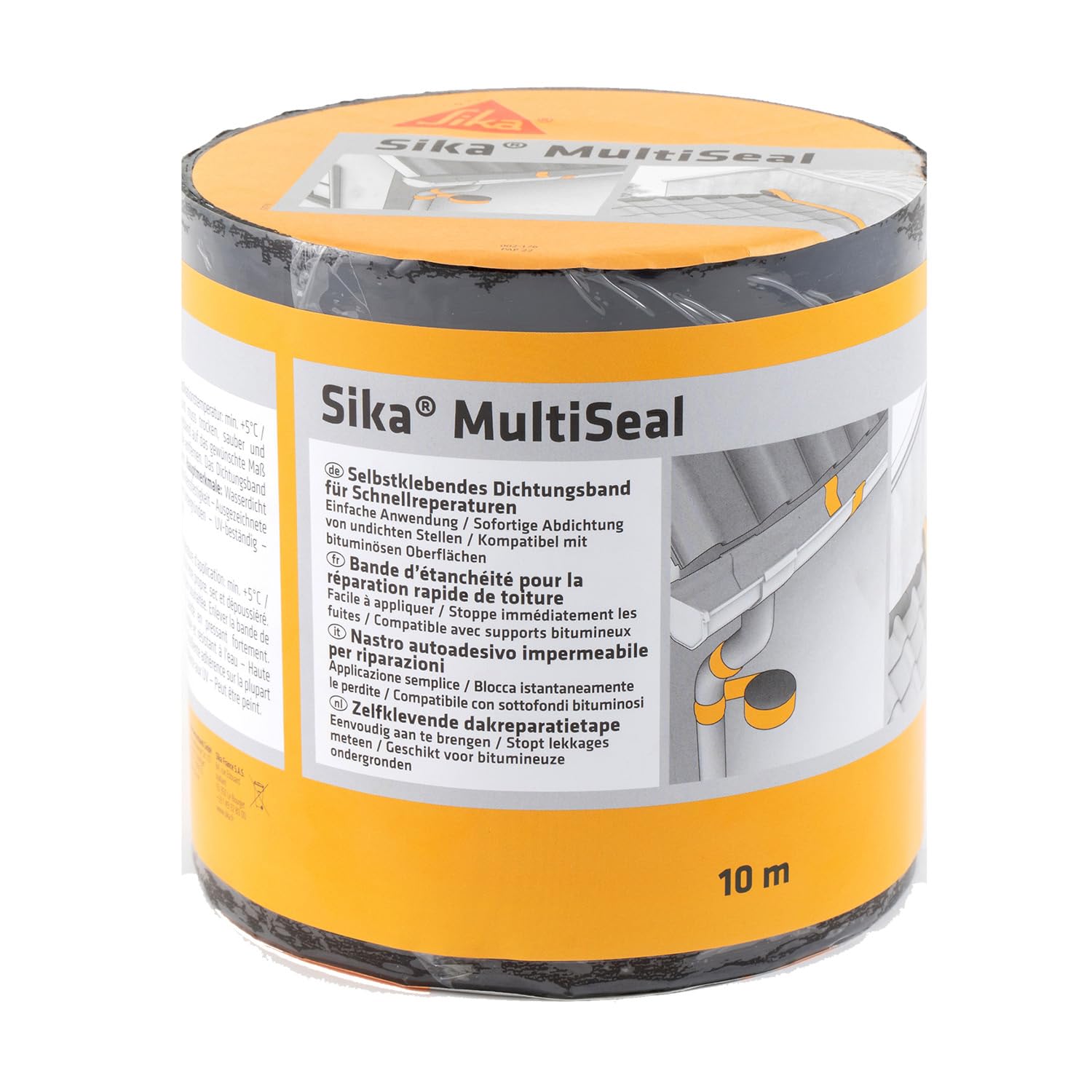 SIKA - Banda autoadhesiva bituminosa Multiseal - Gris - Soporte múltiple - Para reparación de cubiertas y fisuras en edificios - 10m x 150mm