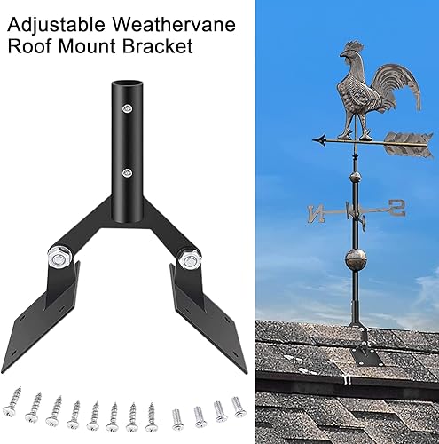 Miniatura 3 de 1 juego de veleta ajustable Ridge Vent montaje de techo, montaje de paletas de acero para cúpula con soportes de montaje extensión negro