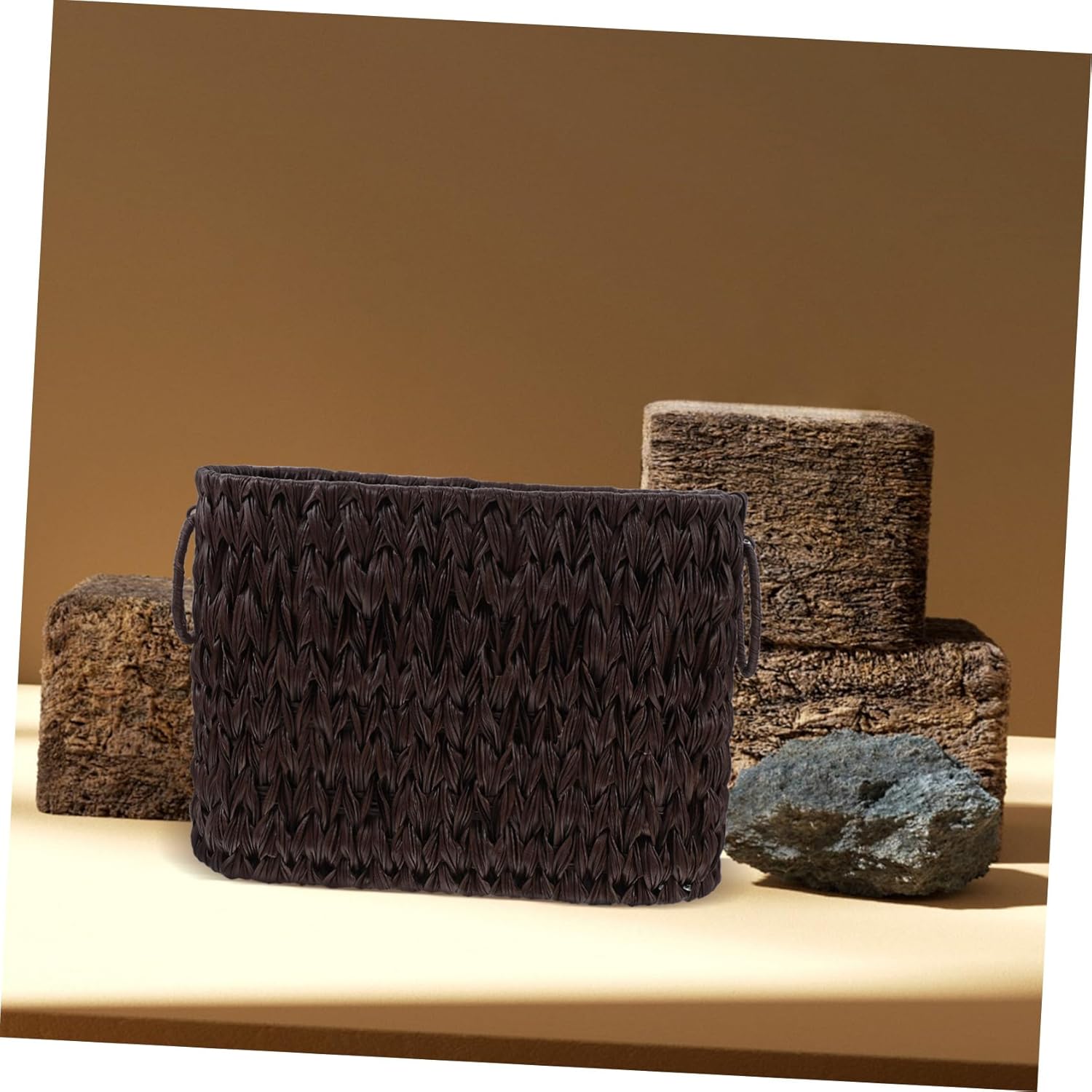 STOBAZA Decorative Woven Basket for Desk Storage Basket for Office Home Magazine Holder Desktop Organizer