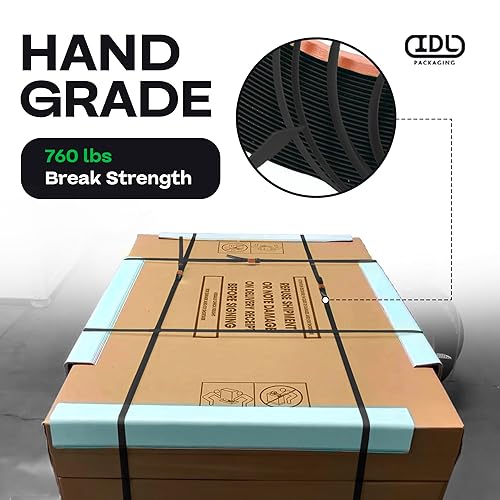 Miniatura 3 de IDL Packaging Bobina de flejado de poliéster (PET) Mini de 1/2" x 0.028" x 200', resistencia a la rotura de 760 lbs, negro - Resistencia a rayos UV