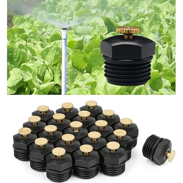 20 Pcs Drip Sprinkler Nozzles for Garden Irrigation, 1/2 inch Misting Spray Heads Mister Nozzle 360 Degree Micro Spray Emitter for Drip Irrigation System