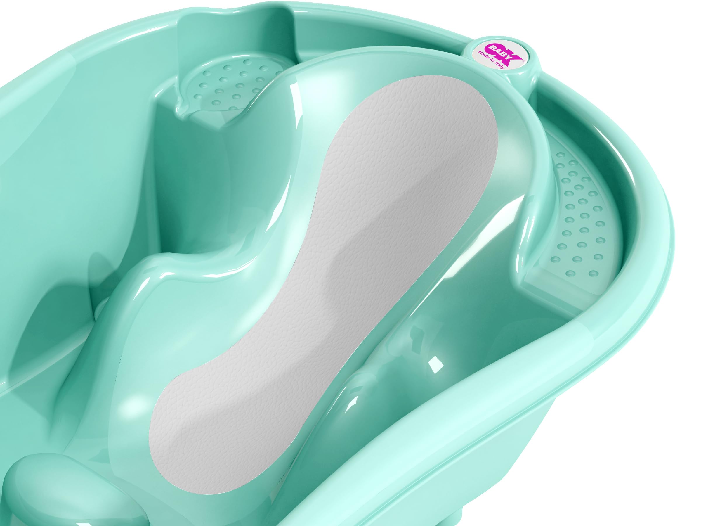 OKBABY Onda Evolution - Baignoire pour le Bain des Nouveau-nés 0-12 Mois, Assise en Gomme Antidérapante - Turquoise