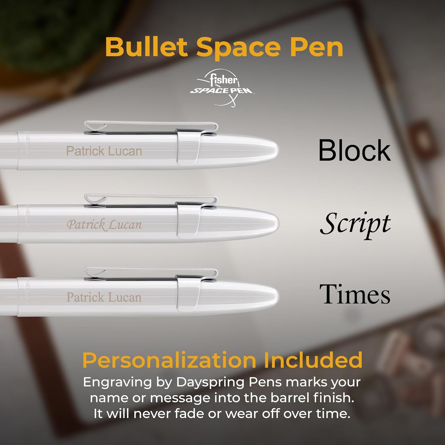 Personalized Fisher Bullet Space Pen with Clip | Chrome Finish with Custom Engraving | Pressurized Ink | For Professionals and Adventurers