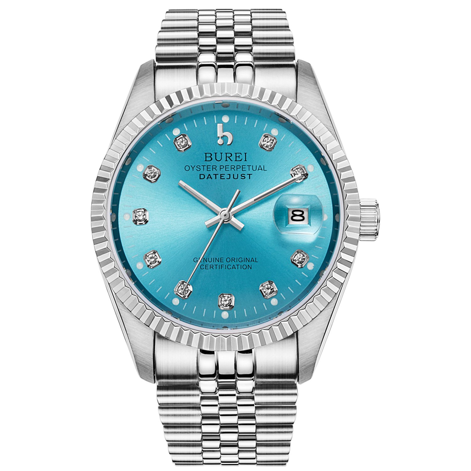 Mens Luxury Automatic Watch Sapphire Crystal Calendar Display with Two Tones Stainless Steel Band Dress Wrist Watches Self-Winding