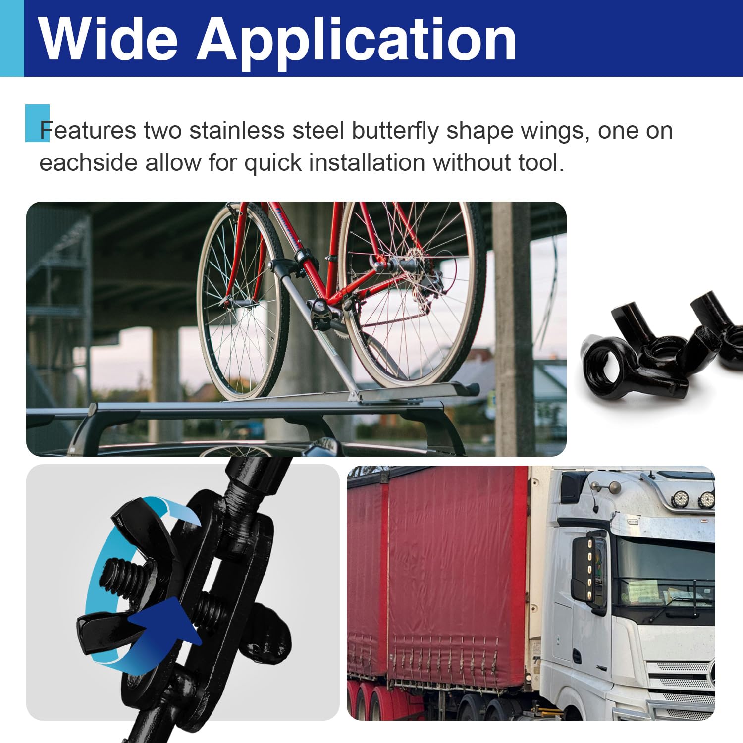 28PCS M6 Metric Wing Nuts, Black Zinc Plated Butterfly Nuts