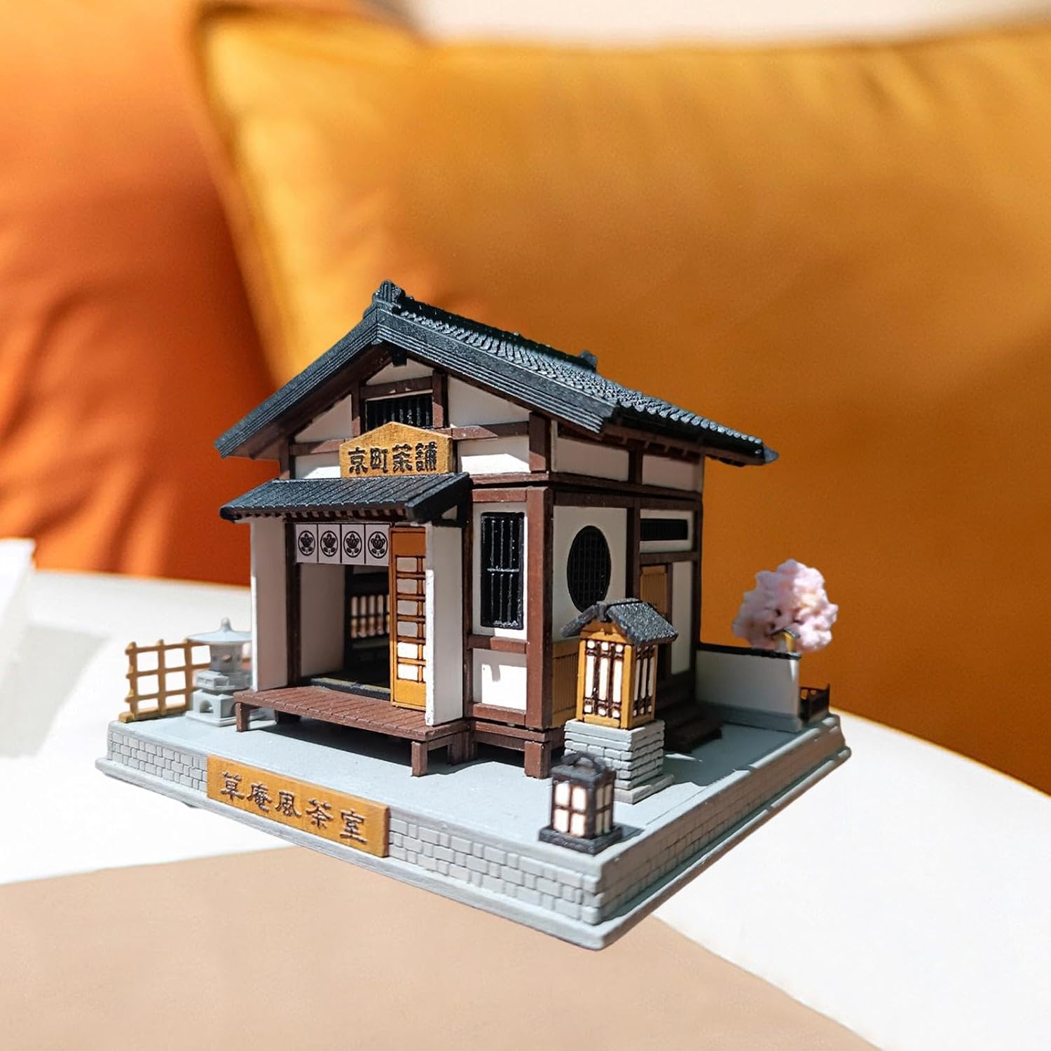DIY Miniature Teahouse Kit, 1/64 Scale Miniature Scene Model in Japanese for Teenagers and Adults