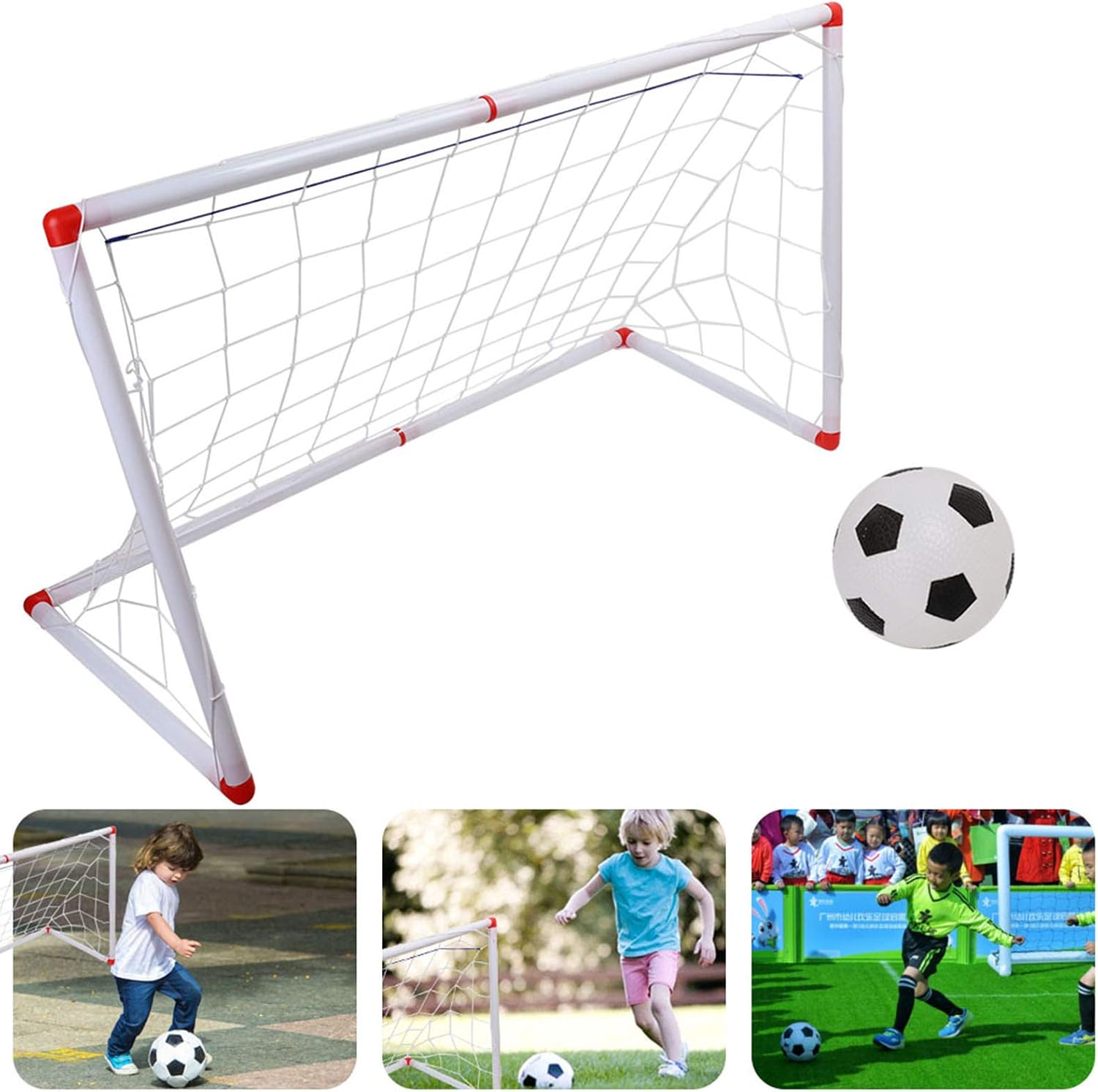 Qiilu Portable Mini Soccer Goal Post Set for Kids - Indoor Outdoor Use with Pump and Ball - Ideal for Backyard Training and Play