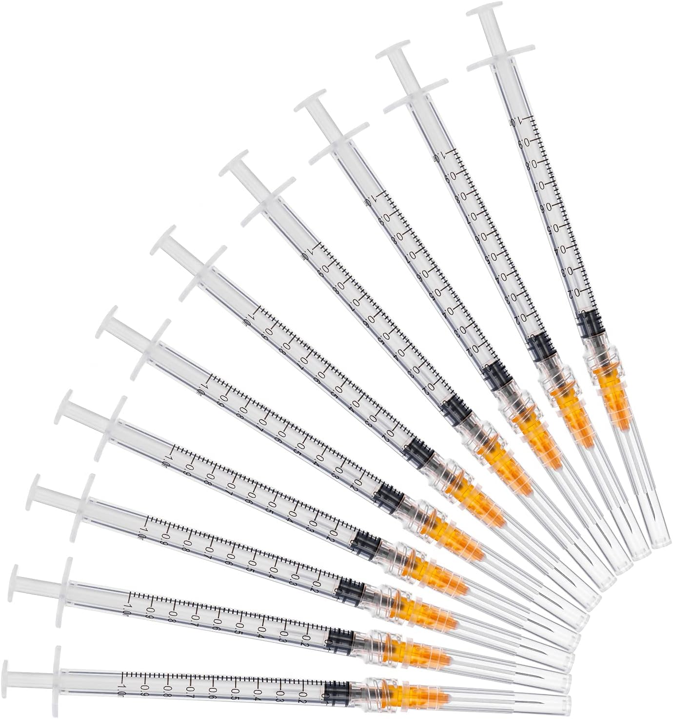 1ml/cc Disposable Luer Lock Plastic Tubes with 25Ga 1 inch Tip Individually Sealed Packaged (20 Pcs)