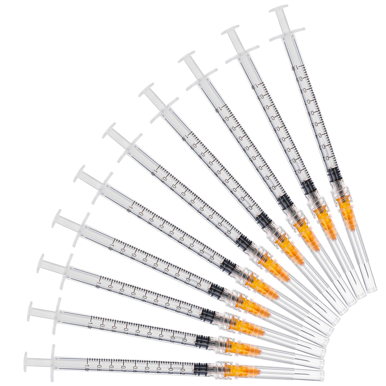 1ml/cc Disposable Luer Lock Plastic Tubes with 25Ga 1 inch Tip Individually Sealed Packaged (20 Pcs)
