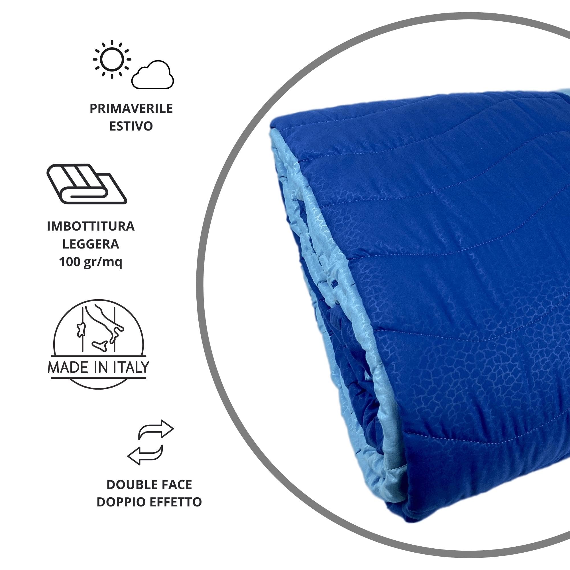 MAXIME MAISON - Copriletto Singolo Mezza Stagione (100 gr/mq) Trapuntino Singolo, Trapunta Letto Singolo Leggera e Double Face, Letto Mezza Stagione in Morbida Microfibra, Made in Italy
