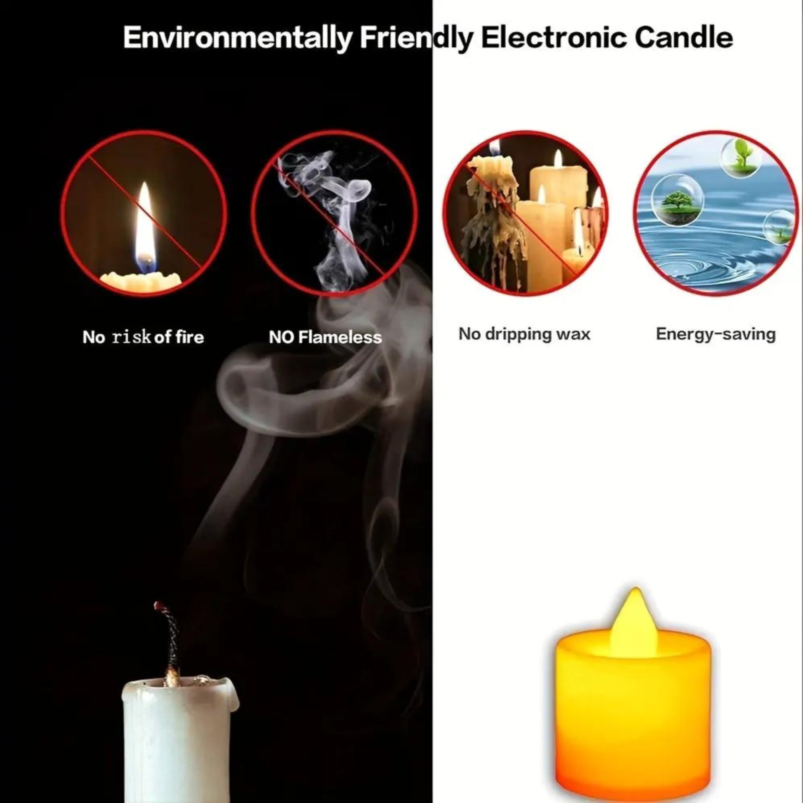 Amster Electric Tea Lights - Realistic Flameless LED Tealight Candles with Warm White Light for Home Décor, Wedding, Party, Diwali, Ganpati, Navratri, Anniversary Decor (Pack of 10) 2