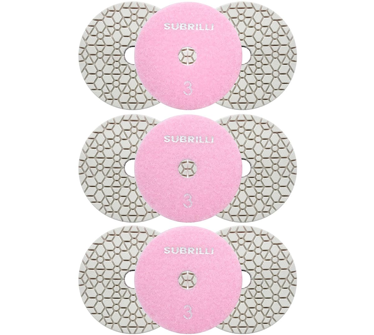 3 Step Diamond Polishing Pads 9-Pcs Step 3 Abrasive Disc for Granite Quartz Marble Concrete Terrazzo