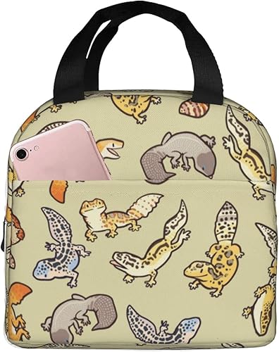 Gecko - Bolsa de almuerzo para mujeres y hombres, lonchera aislada, reutilizable, organizador de almuerzo, impermeable, bolsa de mano refrigerante