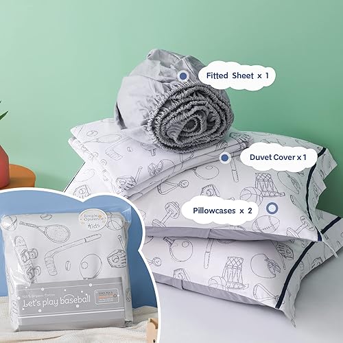Miniatura 4 de Simple&Opulence Funda de edredón 100% algodón orgánico para niños y adolescentes, funda de edredón suave de 3 piezas con cierre de cremallera, juego
