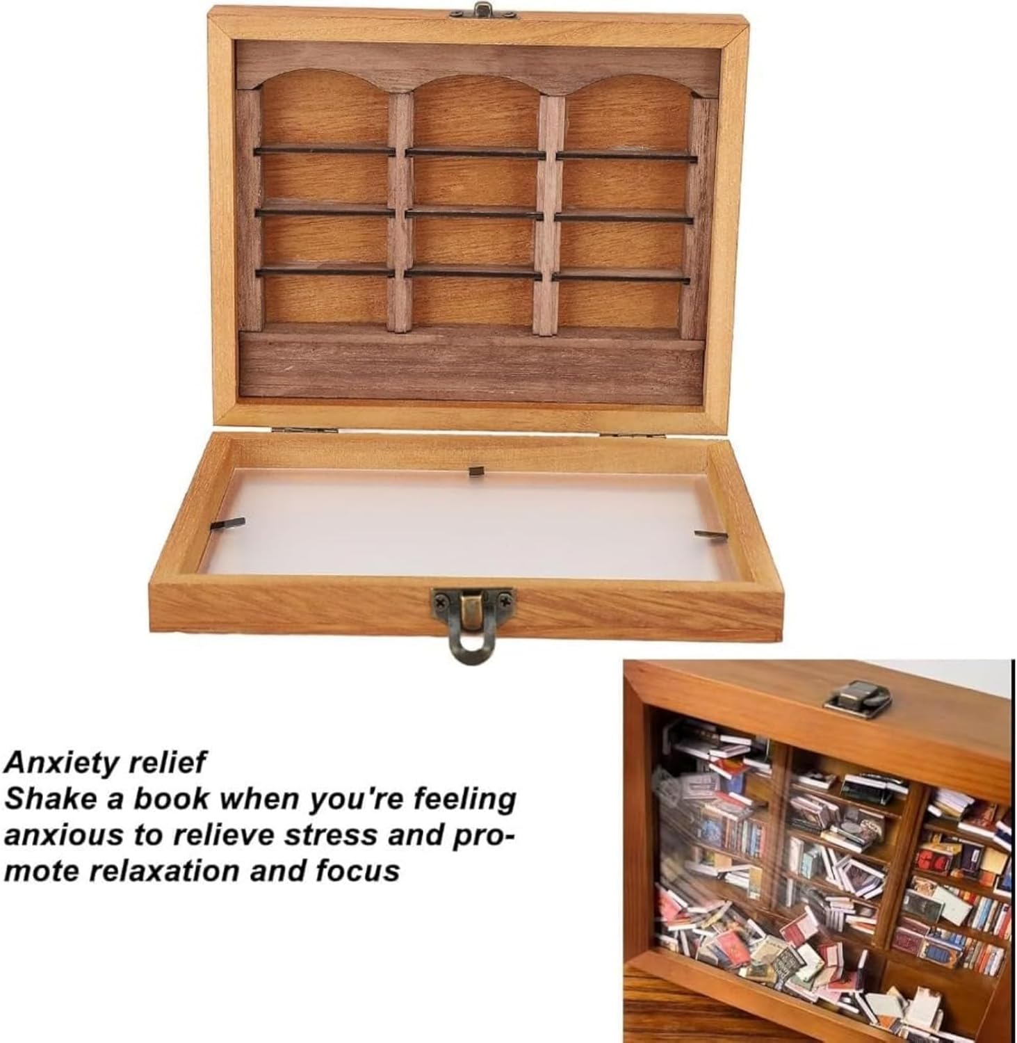 Vlfn ミニチュアドールハウスブック ミニチュアブックボックス ディスプレイケース、家具ディスプレイ本棚キャビネット ミニ各種書籍