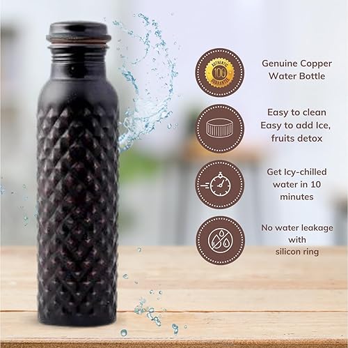Miniatura 6 de STAGLIFE Botellas de agua de cobre para agua potable para hombres y mujeres, botella de agua ayurvédica de cobre puro, jarra para beber, dispensador
