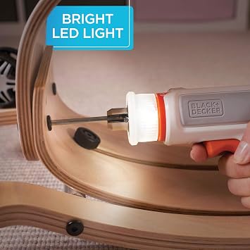 beyond by BLACK+DECKER 4V MAX* Cordless Screwdriver, Hex, L-Shaped, 2-Inch Assorted Bits (BCRTA601WAPB) , White