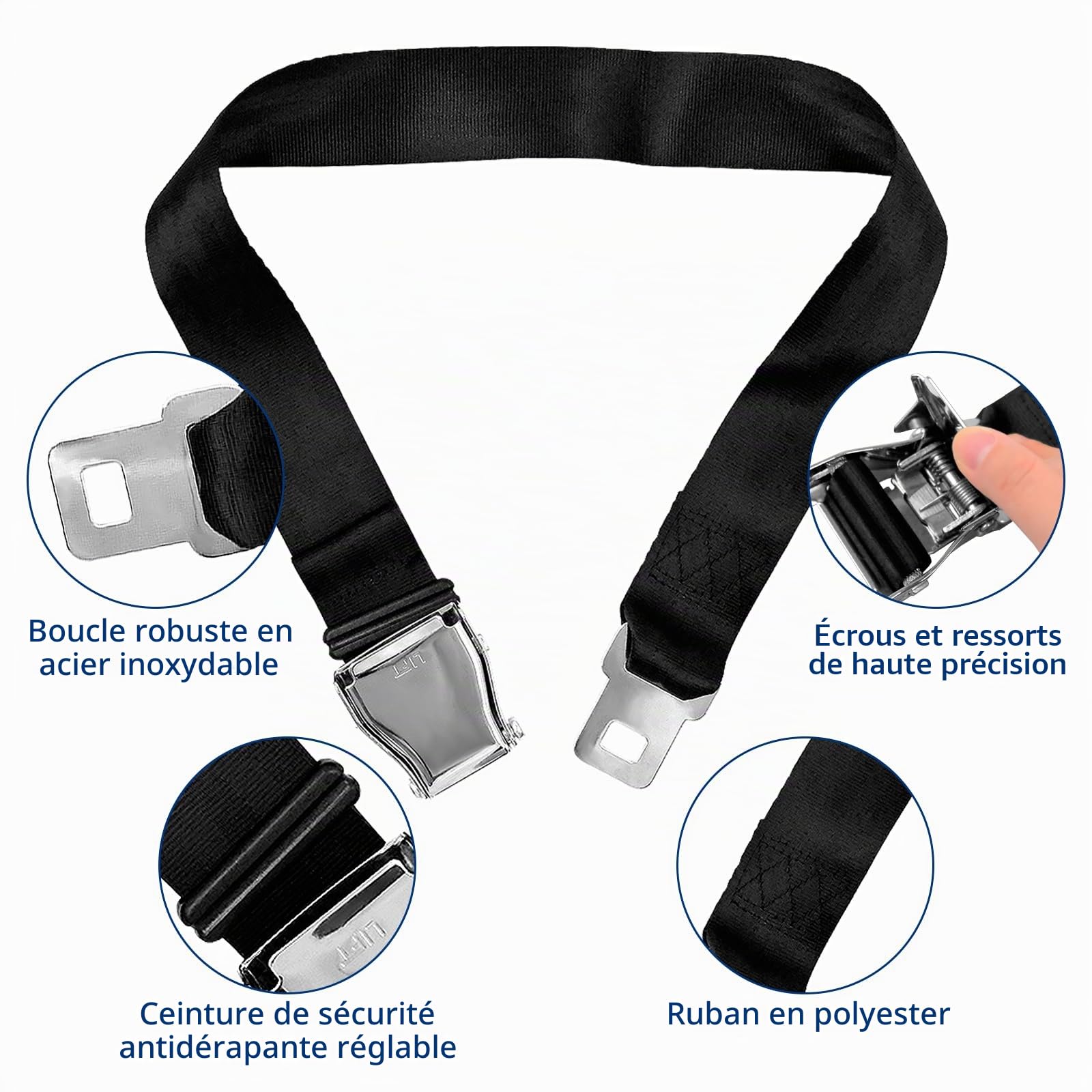 Extension de ceinture de sécurité pour avion de 15,2 à 91,4 cm, en polyester épais, design discret, idéal pour les voyages en avion, les mariages et les anniversaires