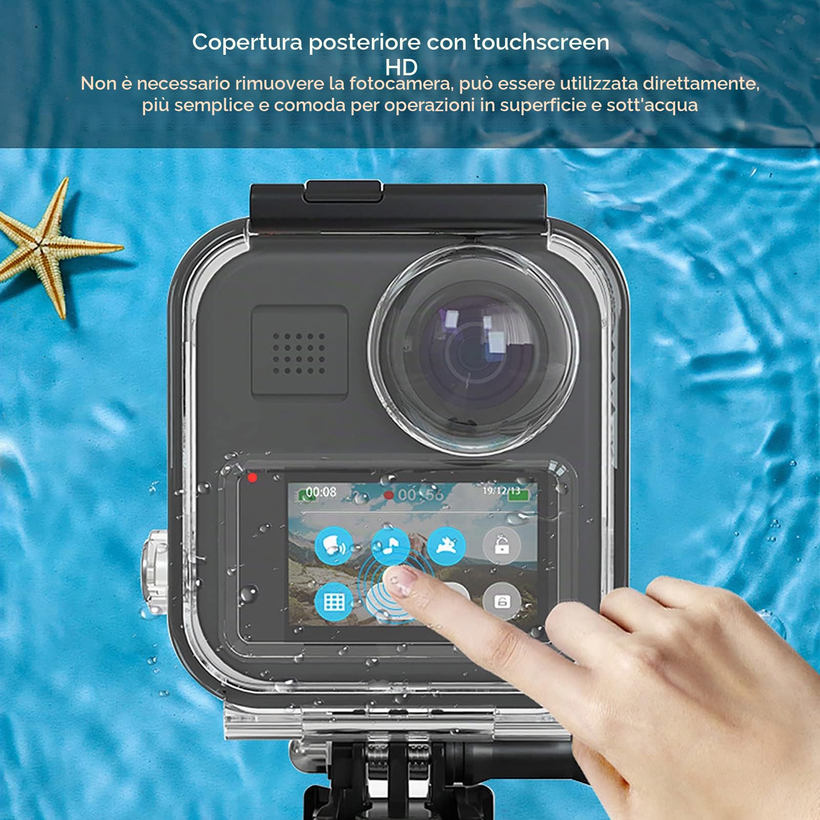 Fotocamera Guscio Impermeabile Fotocamera Custodia Impermeabile Portatile Custodia Impermeabile Fotocamera Protezione Fotocamera Custodia Subacquea per GoPro Max Telecamera Panoramica Guscio Impermeab
