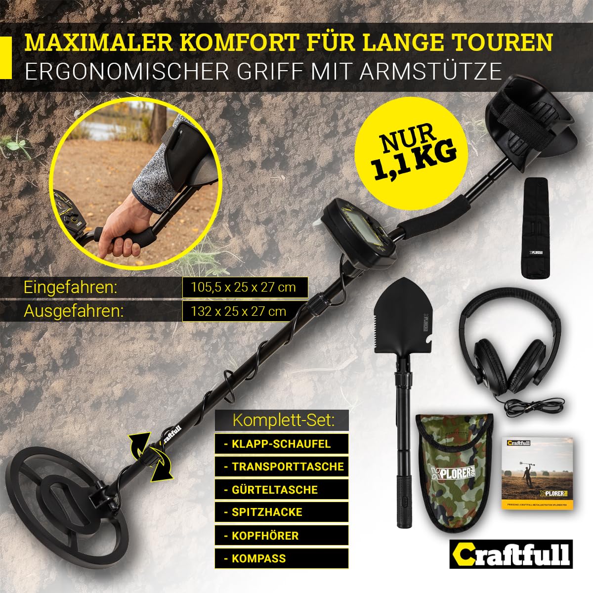 Craftfull Metalldetektor Xplorer | Metalldetektoren für Kinder & Erwachsene