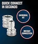 McKillans® Water Hose Quick Connect [Universal FIT] 3 Pack - Stainless Steel - Garden Hose Quick Connect Stainless - Durable Quick Connect Garden Hose Fittings - Easy Instant Connection