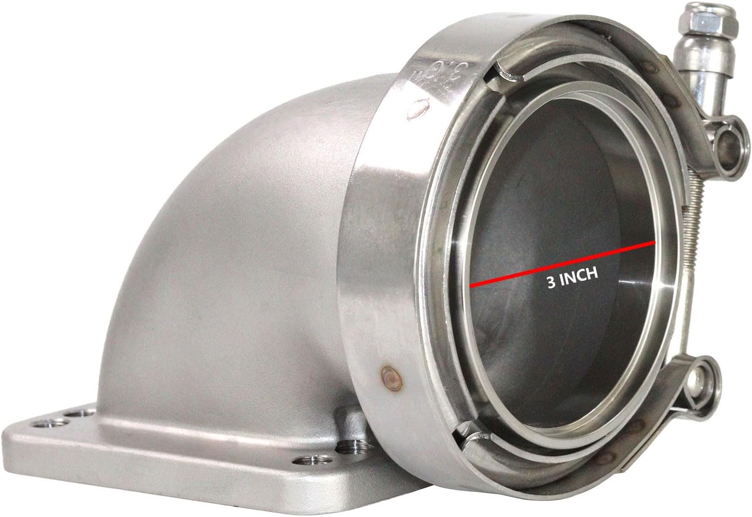 3.0" V-Band Turbo 90 Degree Elbow Downpipe Flange Adapter Kits Cast 304 Stainless Steel for T3 T4 Turbocharger with Bolts