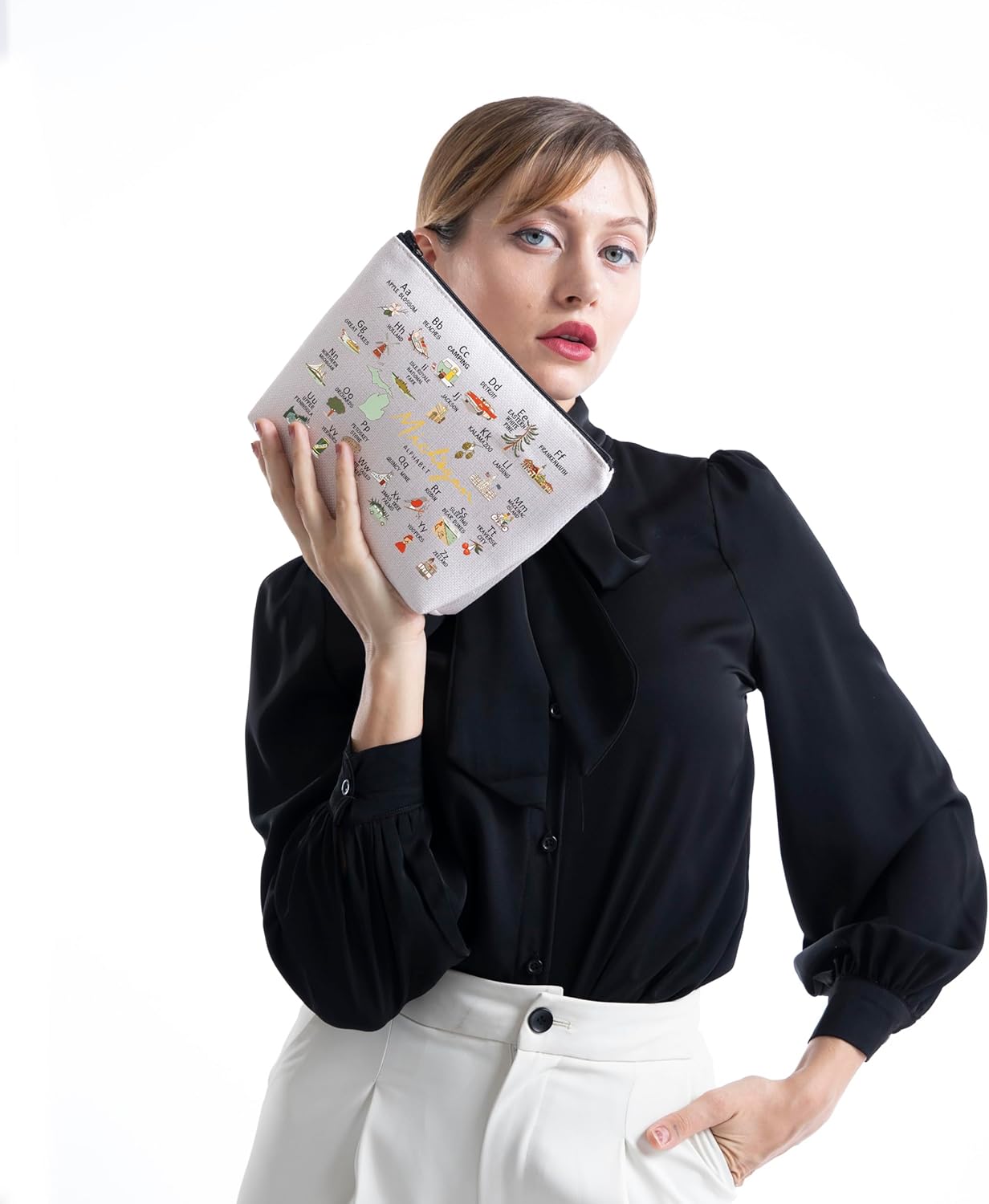 MNIGIU MI Makeup Zipper Pouch Travel Gift Moving to MI Gift (Michigan bag) - Image 6